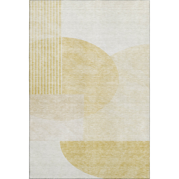 3' X 5' Gold And Ivory Geometric Washable Area Rug With UV Protection