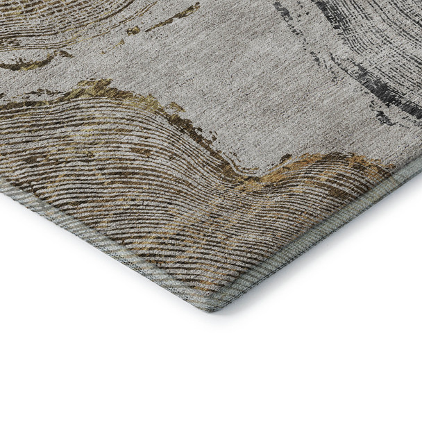 8' X 10' Taupe Brown And Ivory Faux Bois Washable Area Rug With UV Protection