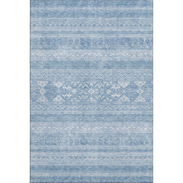 8' X 10' Sky Blue And Ivory Southwestern Washable Area Rug With UV Protection