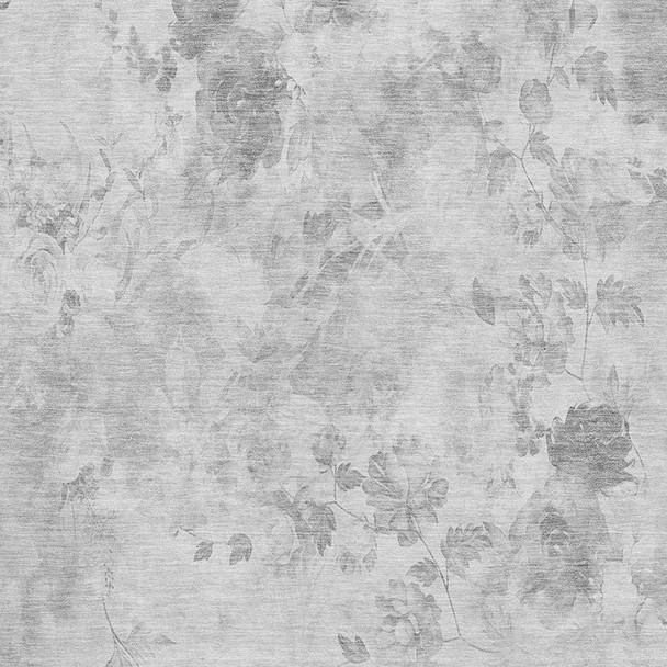 10' X 14' Gray And Silver Floral Washable Area Rug With UV Protection