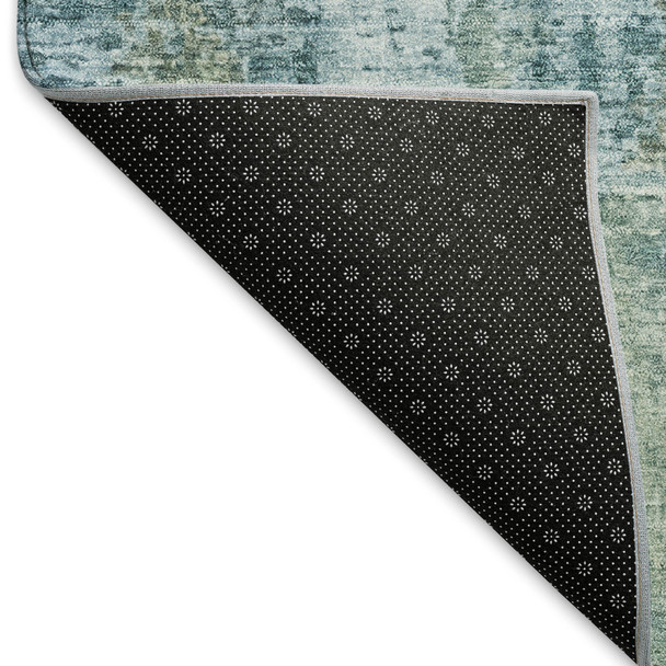 10' X 14' Teal Blue And Gray Abstract Washable Indoor Outdoor Area Rug