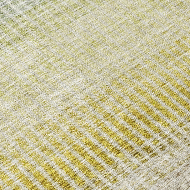 5' X 8' Brown Gold And Beige Striped Washable Indoor Outdoor Area Rug