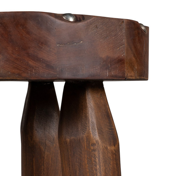 19" Brown Distressed Reclaimed Wood Round End Table