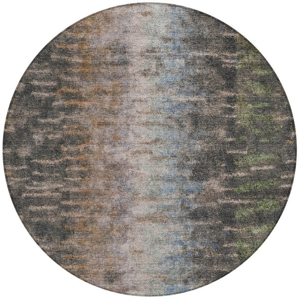 8' Granite Gray Brown And Gray Round Abstract Washable Indoor Outdoor Area Rug