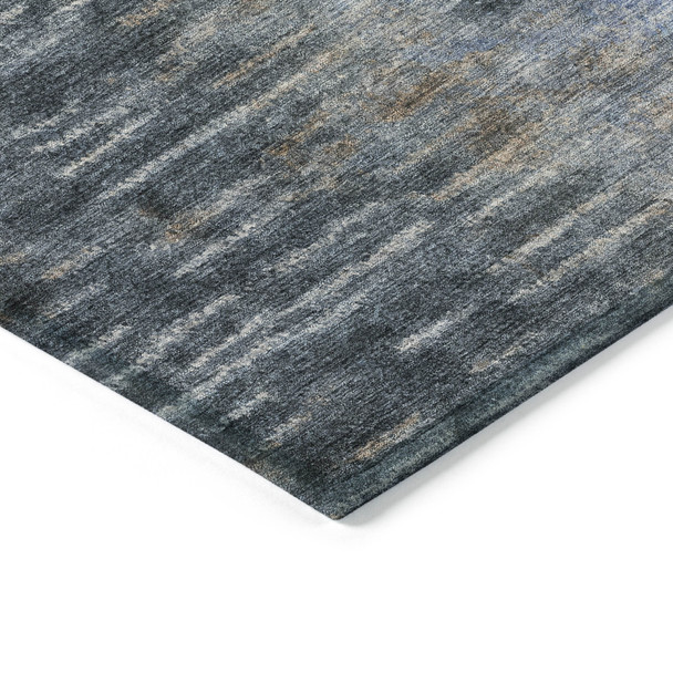 10' X 14' Teal Blue And Gray Abstract Washable Indoor Outdoor Area Rug