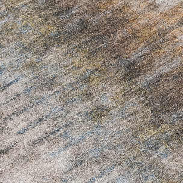 5' X 8' Brown Taupe And Ivory Abstract Washable Indoor Outdoor Area Rug