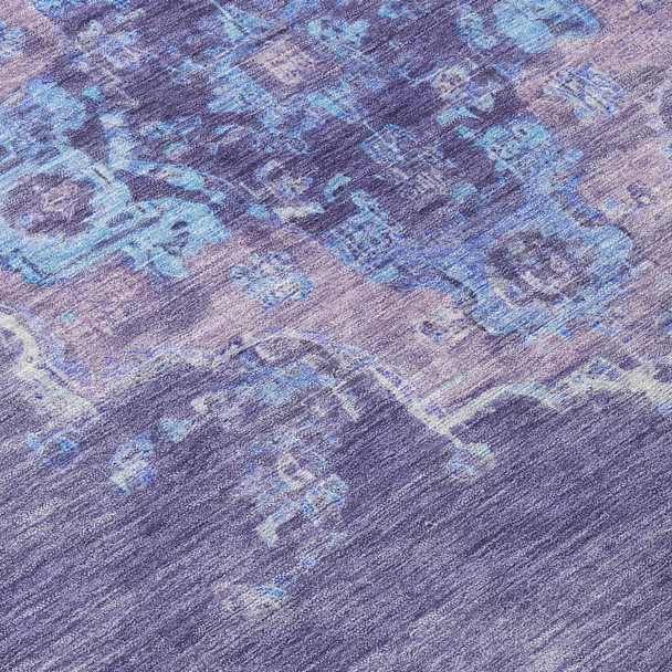8' X 10' Purple And Blue Medallion Washable Indoor Outdoor Area Rug