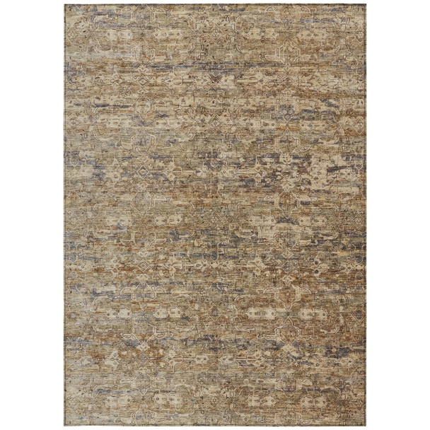 9' X 12' Brown And Beige Ikat Washable Indoor Outdoor Area Rug