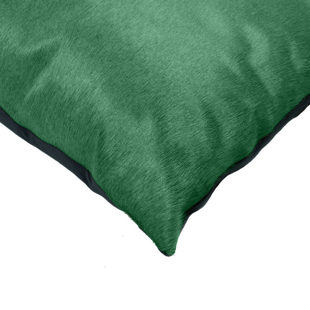 Set of Two 12" X 20" Green Cowhide Throw Pillows