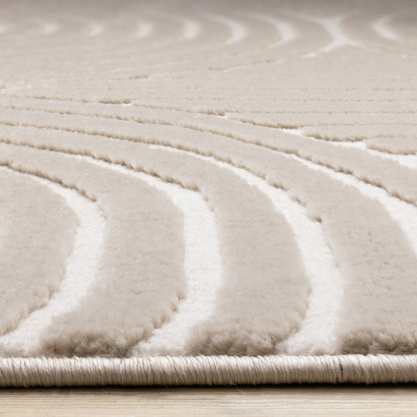 8' X 11' Beige And Cream Geometric Area Rug