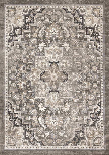 8' X 11' Taupe Gray And Brown Medallion Area Rug