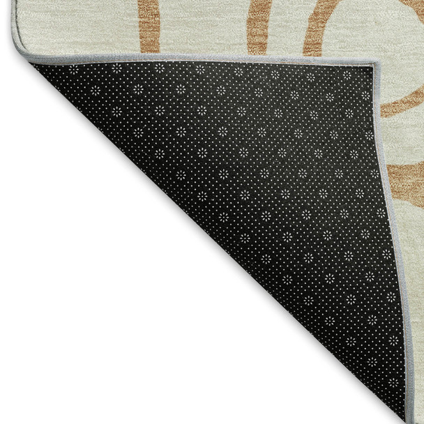 9' X 12' Copper And Ivory Geometric Washable Indoor Outdoor Area Rug