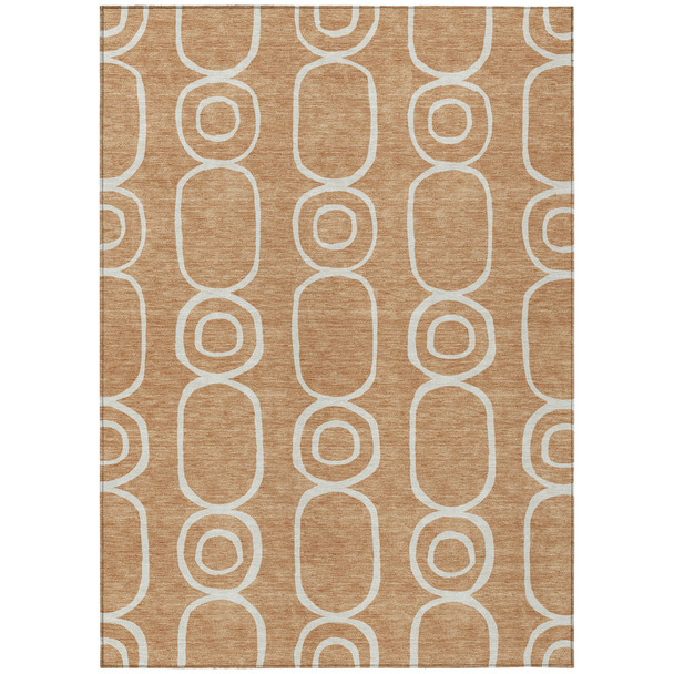 10' X 14' Rust And Ivory Geometric Washable Indoor Outdoor Area Rug