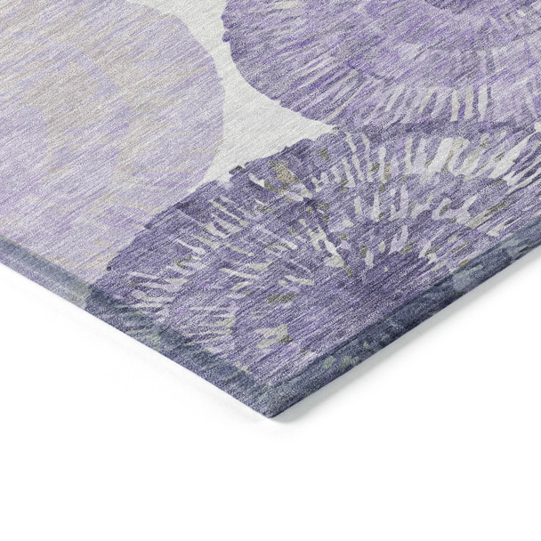 3' X 5' Plum Ivory And Khaki Abstract Washable Indoor Outdoor Area Rug
