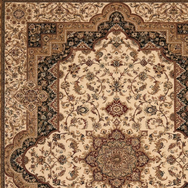 7' X 9' Black and Ivory Oriental Power Loom Area Rug