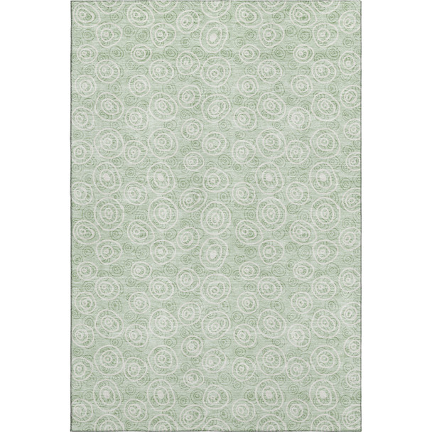 9' X 12' Mint Green And Ivory Polka Dot Washable Area Rug With UV Protection