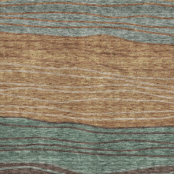 3' X 5' Terra Cotta Gray And Beige Striped Washable Area Rug With UV Protection