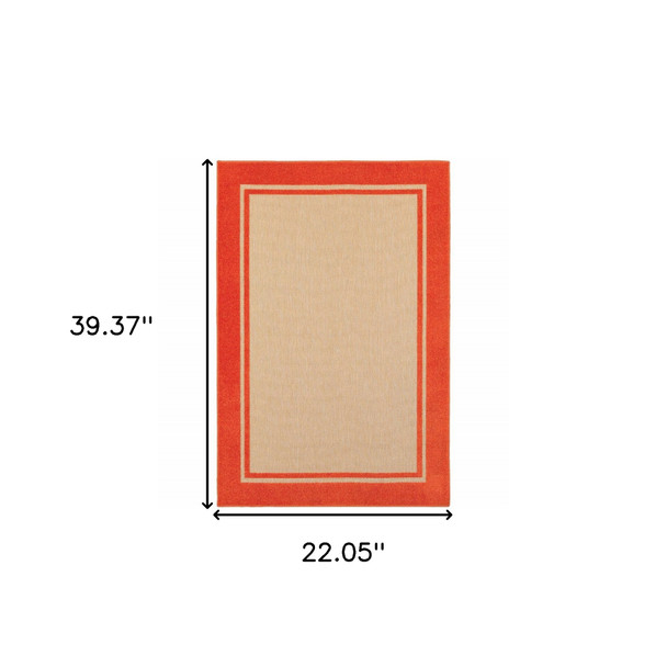 2' X 3' Orange Stain Resistant Indoor Outdoor Area Rug
