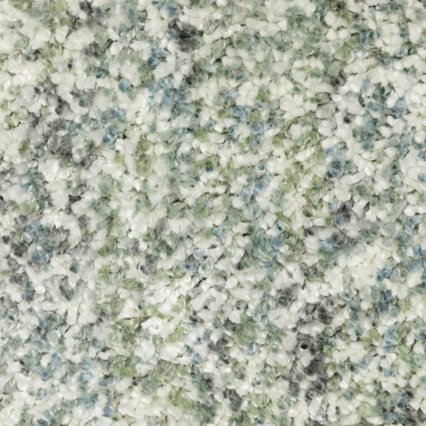 10' X 13' Light Blue And Ivory Abstract Shag Area Rug With Fringe