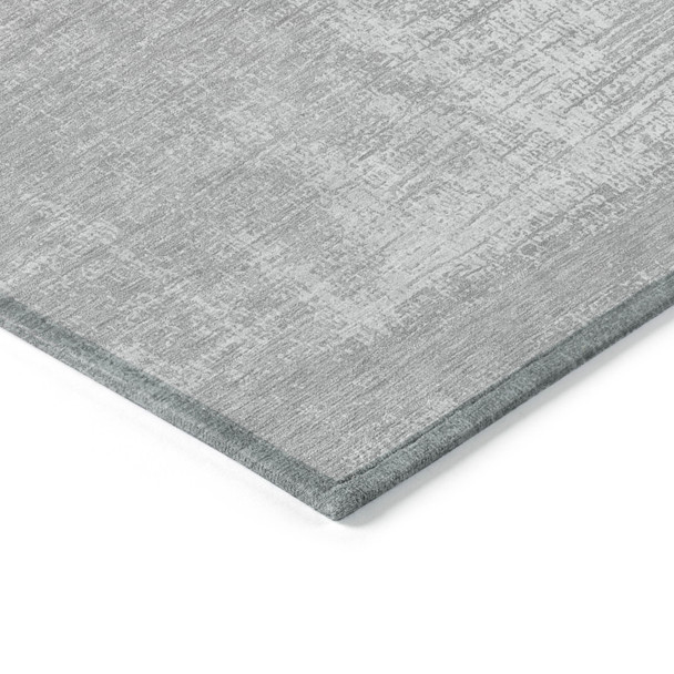 3' X 5' Silver And Gray Abstract Washable Indoor Outdoor Area Rug