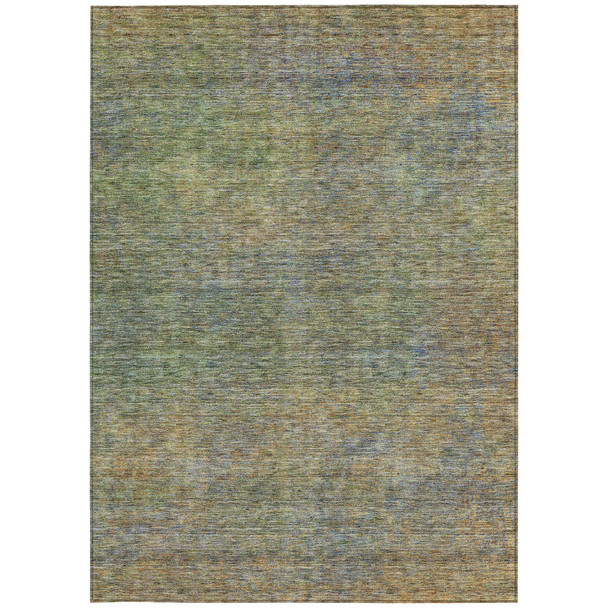 8' X 10' Green Gold And Charcoal Abstract Washable Indoor Outdoor Area Rug