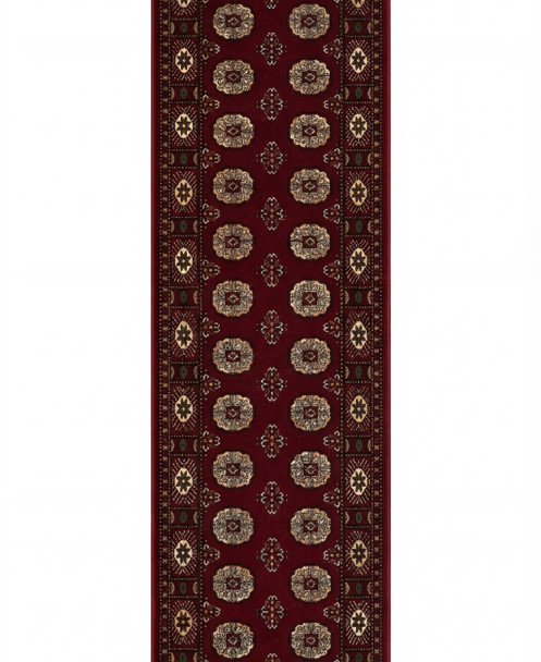 13' Red And Ivory Floral Medallion Runner Rug