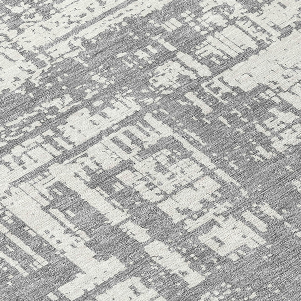 5' X 8' Gray And Ivory Abstract Washable Indoor Outdoor Area Rug