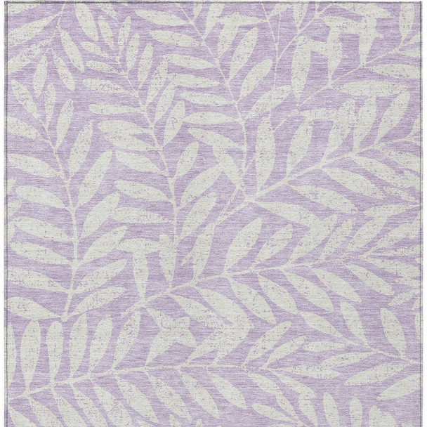 3' X 5' Lavender And Ivory Floral Washable Indoor Outdoor Area Rug