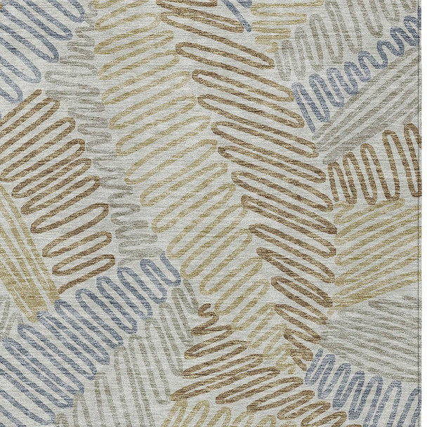 10' X 14' Taupe Gray And Beige Floral Washable Indoor Outdoor Area Rug