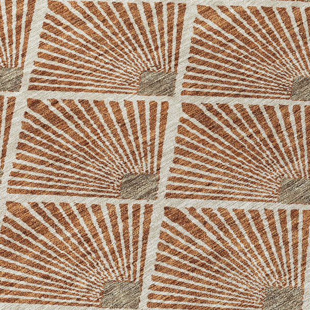 5' X 8' Brown Copper And Beige Geometric Washable Indoor Outdoor Area Rug
