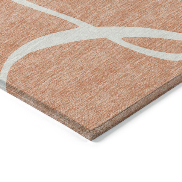 8' X 10' Salmon And Ivory Abstract Washable Indoor Outdoor Area Rug