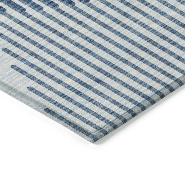 8' X 10' Blue And Ivory Geometric Washable Indoor Outdoor Area Rug