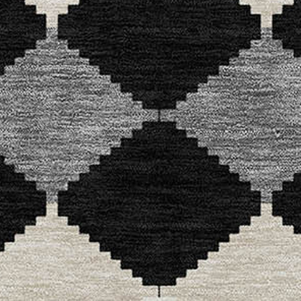 10' X 14' Black Ivory And Beige Geometric Washable Indoor Outdoor Area Rug