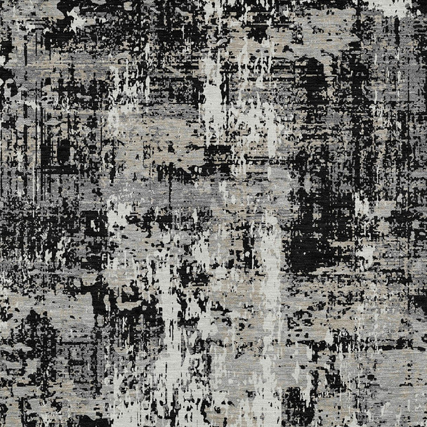 3' X 5' Black And Gray Abstract Washable Indoor Outdoor Area Rug