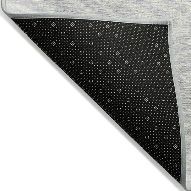 5' X 8' Silver And Gray Abstract Washable Indoor Outdoor Area Rug