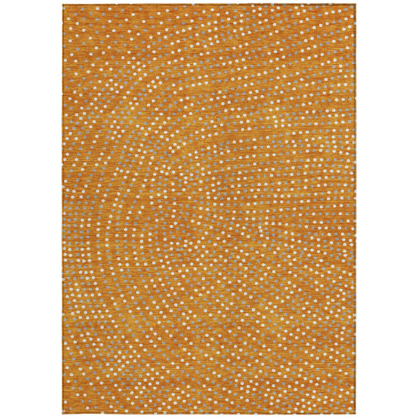 8' X 10' Orange Gray And Ivory Polka Dot Washable Indoor Outdoor Area Rug
