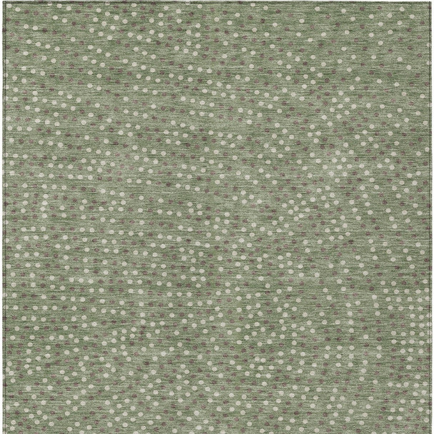 9' X 12' Sage Gray And Ivory Polka Dot Washable Indoor Outdoor Area Rug