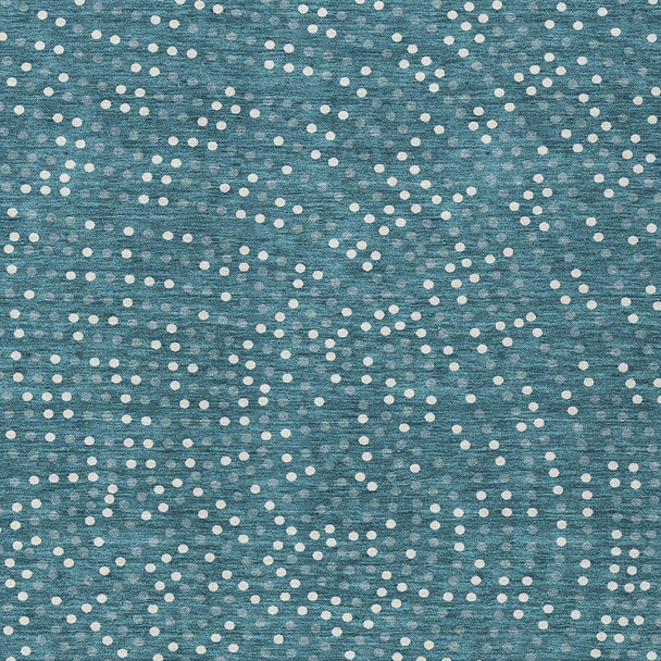 10' X 14' Teal Blue Gray And Ivory Polka Dot Washable Indoor Outdoor Area Rug