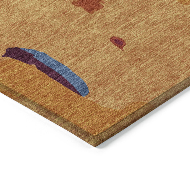 5' X 8' Copper Gray And Burgundy Abstract Washable Indoor Outdoor Area Rug