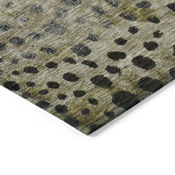 9' X 12' Brown Gray And Ivory Abstract Washable Indoor Outdoor Area Rug