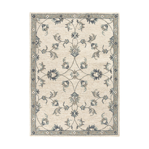 7' X 9' Light Blue Wool Hand Tufted Area Rug