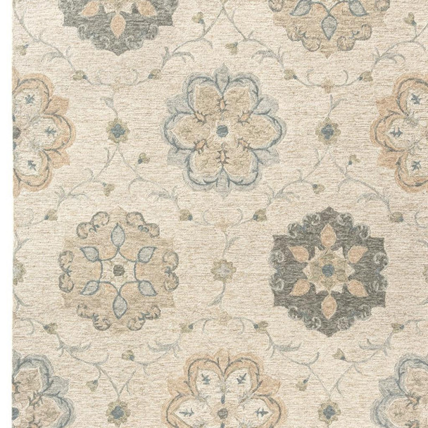 5' X 7' Blue And Ivory Wool Hand Tufted Area Rug