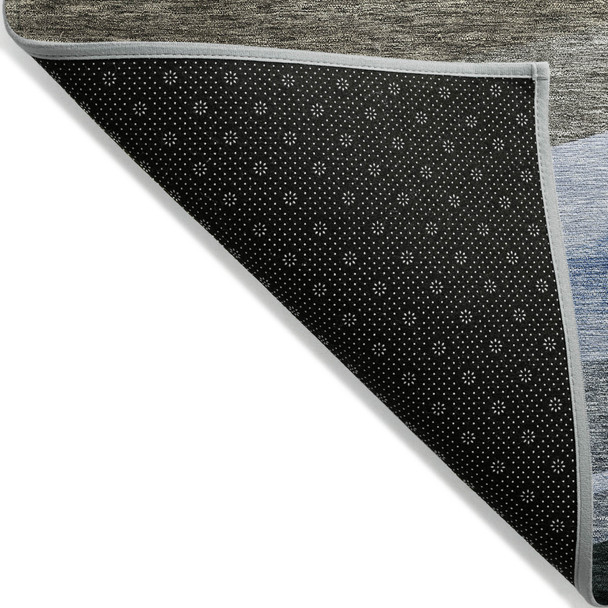 10' X 14' Brown Blue And Gray Abstract Washable Indoor Outdoor Area Rug