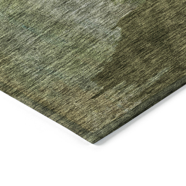 8' Green Copper And Beige Round Abstract Washable Indoor Outdoor Area Rug