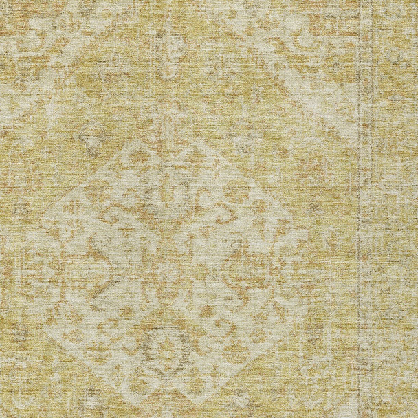 5' X 8' Gold Tan And Beige Oriental Washable Indoor Outdoor Area Rug