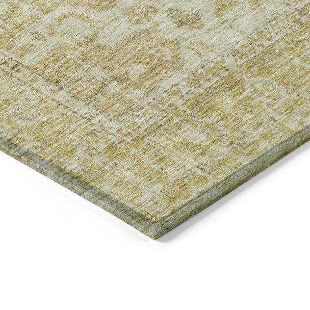 8' X 10' Gold Tan And Beige Oriental Washable Indoor Outdoor Area Rug