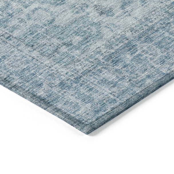 3' X 5' Sky Blue And Ivory Oriental Washable Indoor Outdoor Area Rug