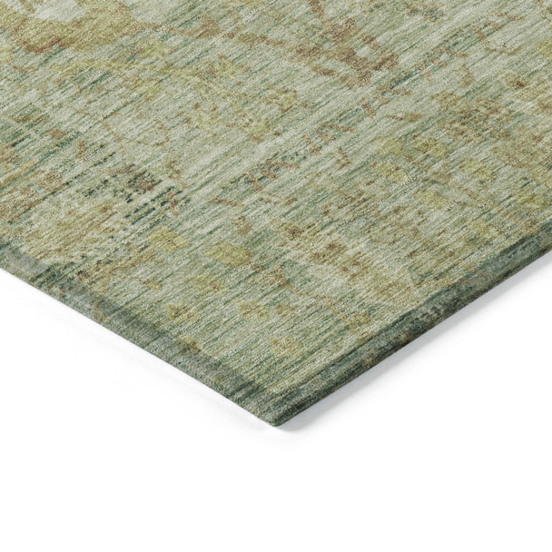 8' X 10' Sage Green And Brown Oriental Washable Indoor Outdoor Area Rug