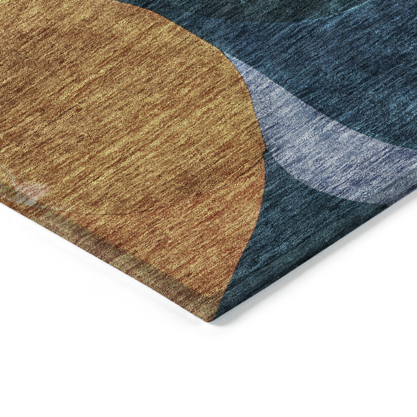 8' Green Pink And Teal Blue Round Abstract Washable Indoor Outdoor Area Rug