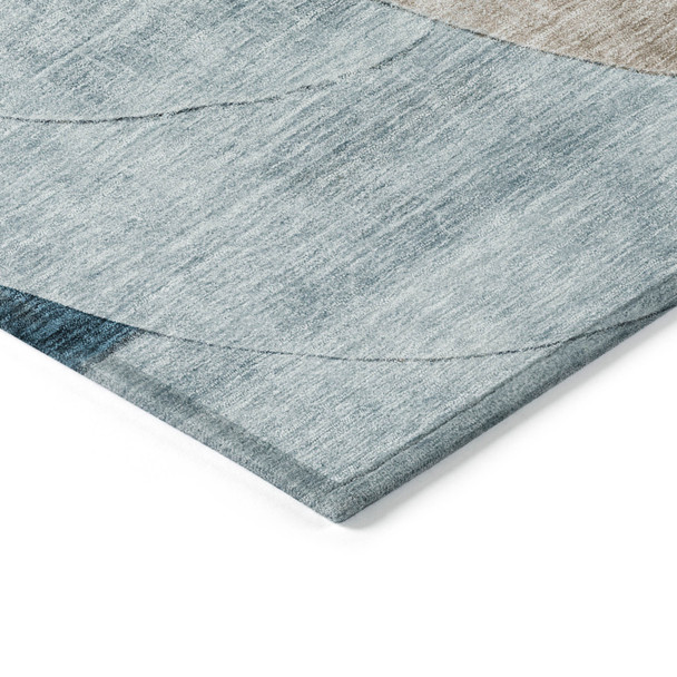 10' X 14' Rust Beige And Teal Blue Geometric Washable Indoor Outdoor Area Rug